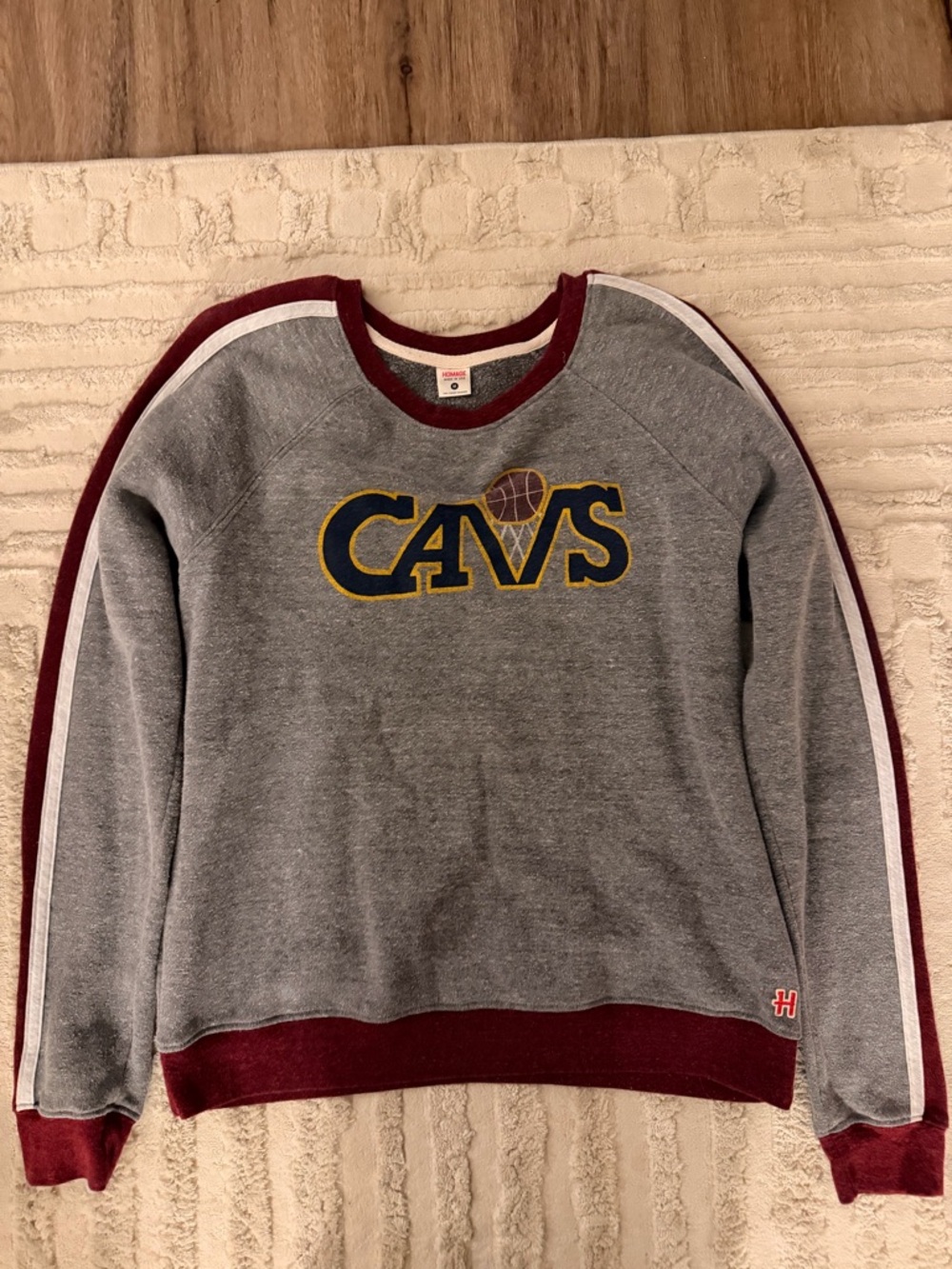 HOMAGE Gray and Maroon CAVS Crewneck Sweatshirt
